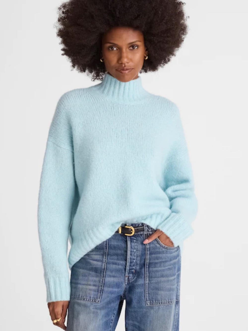 NWT Madewell Chunky Knit Alpaca Blend Turtleneck Oversized Sweater Size S